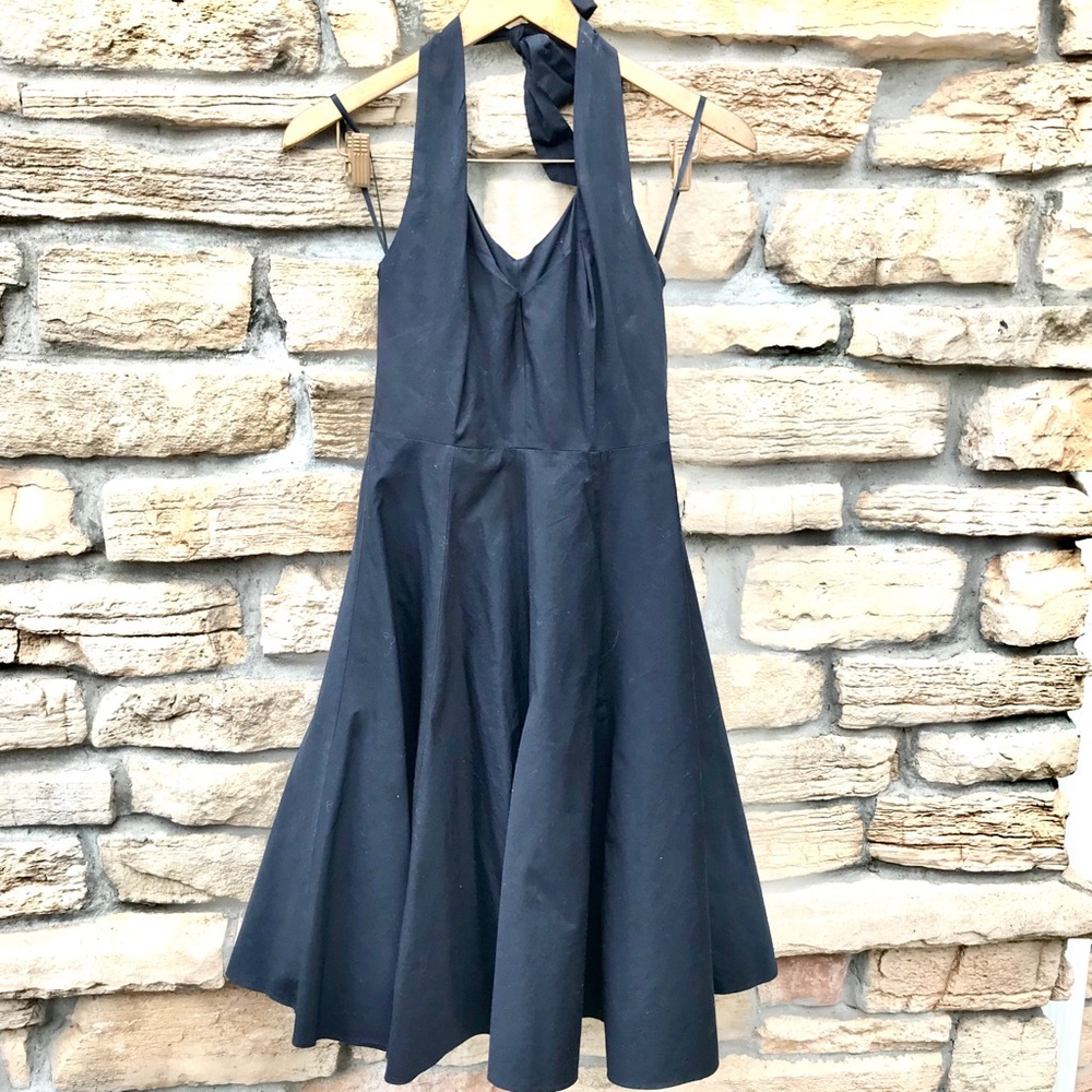 Ann Taylor Petites Cotton Navy Halter Dress | 00P